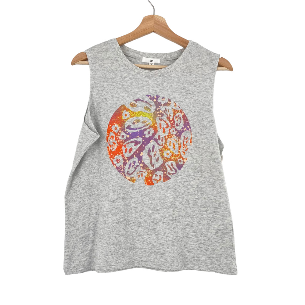 BP. Nordstrom Graphic Tee Smiley Groovy 70βs Ombre Tank 100% Cotton